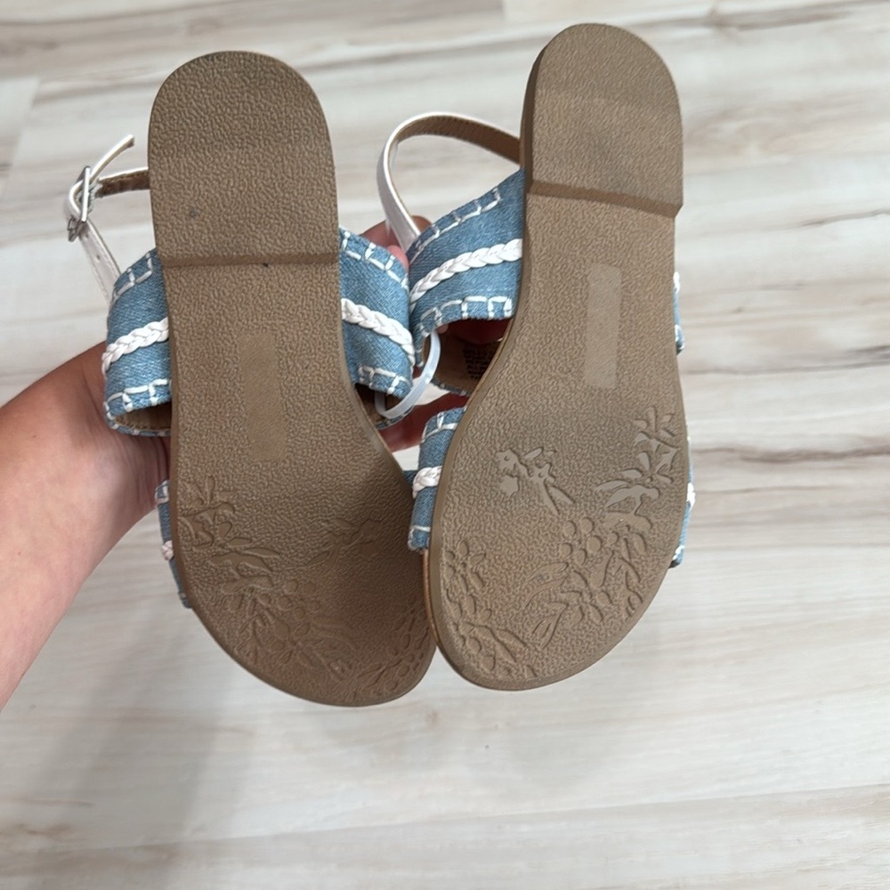 DV by Dolce Vita Girls Woven Denim Sandals Blue White Stripe Size 3 - Picture 4 of 4